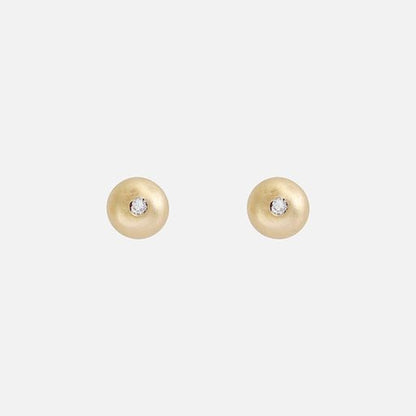 Add a touch of elegance to your everyday look with these stunning Dainty Ball Diamond Stud Earrings. Classic ball studs, with a Diamond they are  comfortable and Essential. Great for 2nd and 3rd ear piercings and cartilage earrings.   Details  2 x 1.5mm diamond 14k Yellow Gold W x T 3.5mm x 3.5mm