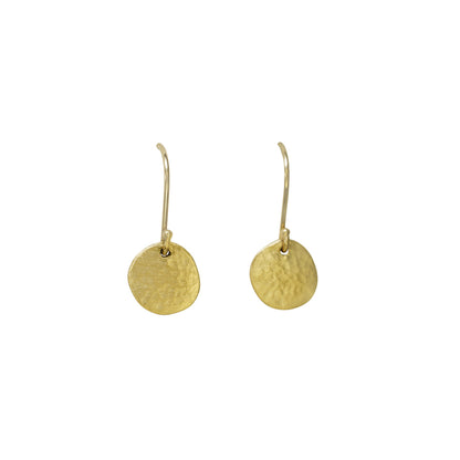Complete your trendy and chic look with these stylish Small Sidewalk Disk Earrings. Made with high-quality materials, these earrings are the perfect accessory to elevate any outfit. Light and easy everyday charmers.  Handmade ear wires adorning a simple disk.  10mm disk.